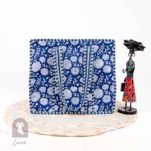 HAND BLOCK PRINTED TOTE BAG WITH ZIP