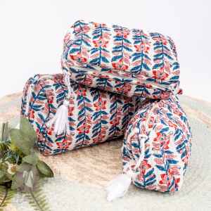 Set of three multipurpose quilted pouches
